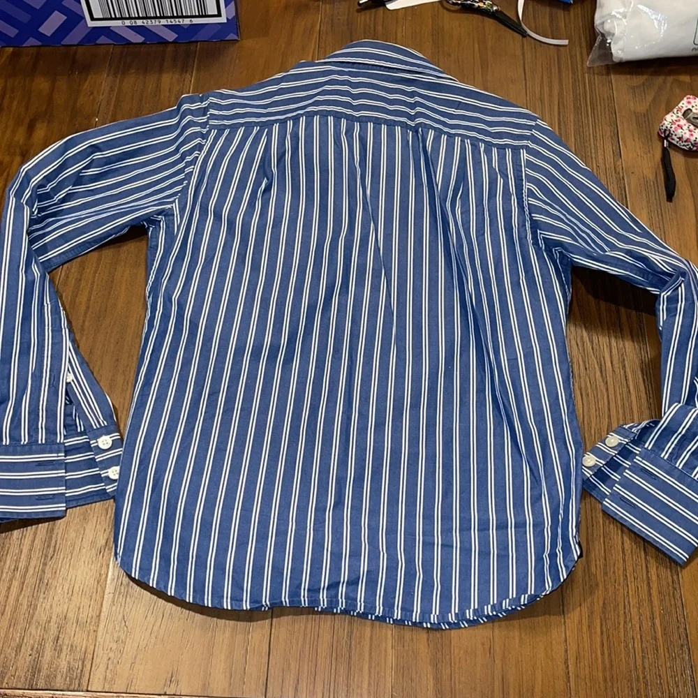 Vintage kids‎ Abercrombie blue white long sleeve Button Down Shirt size large